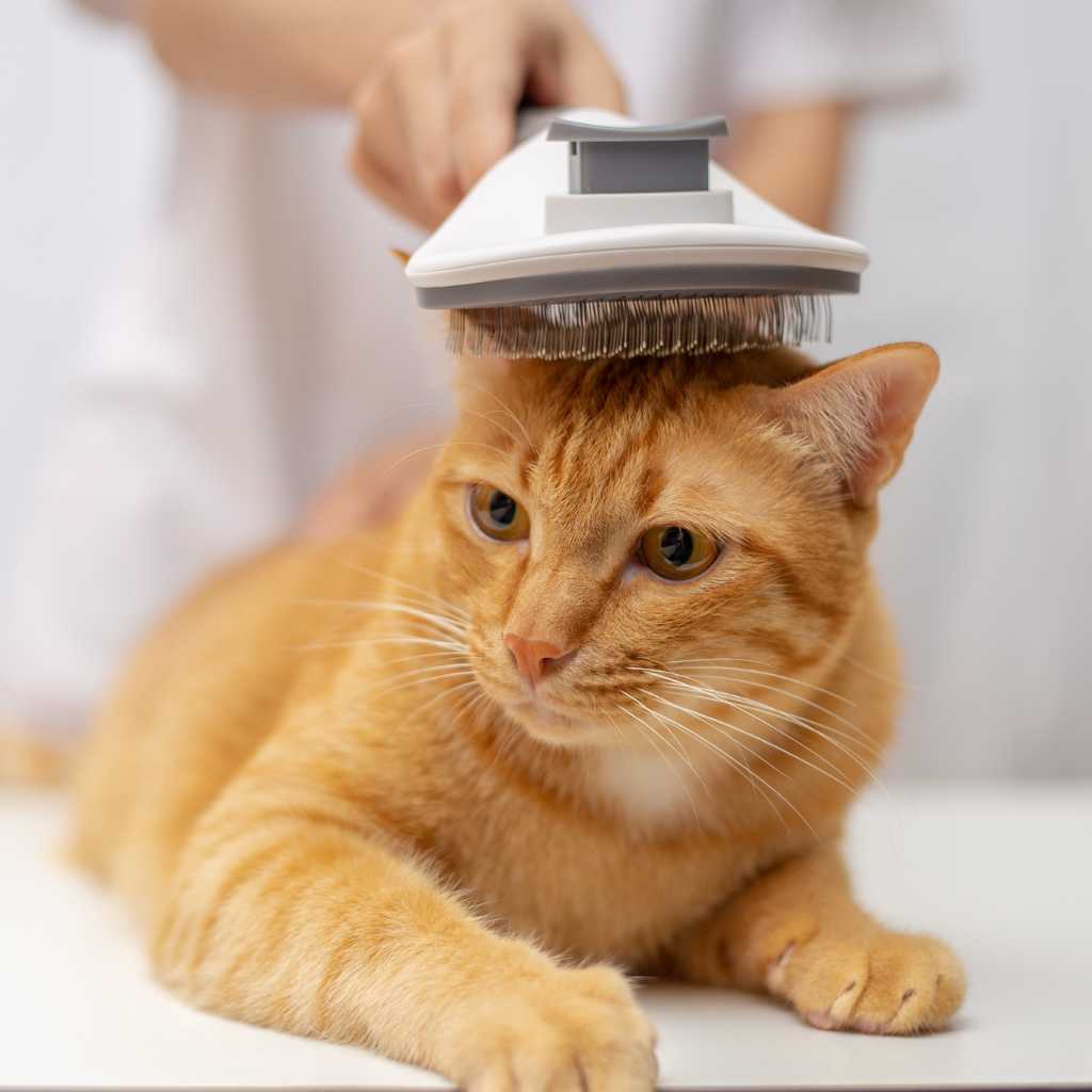 chat se fait brosser pour éviter une pelade